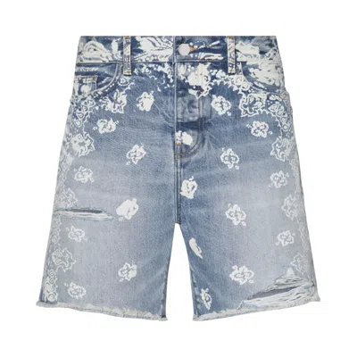 Pre-owned Amiri Bleach Bandana Denim Short 'clay Indigo' | Grey | Men's Size 31 In Gray