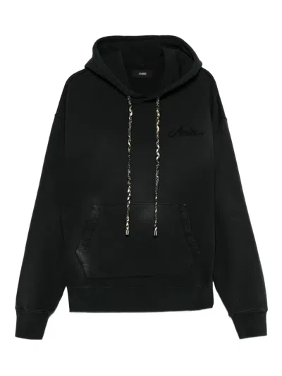 Amiri Men Hoodie With Embroidery And Drawstring In Black