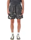 Amiri Bleach Bandana Silk Shorts In Black