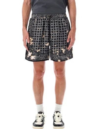 AMIRI AMIRI BLEACH BANDANA PRINT SILK SHORTS