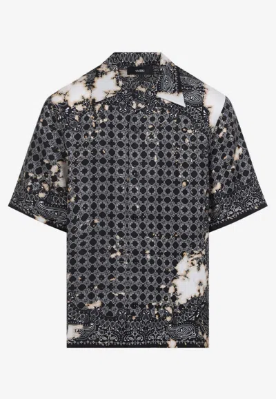 Amiri Bleach Bandana Short-sleeved Shirt In Black