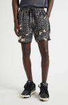 Amiri Silk Bermudas With Pattern And Adjustable Waistband In Gray