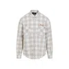 Amiri Light Camel Cotton Bleach Patch Flannel Bandana Shirt