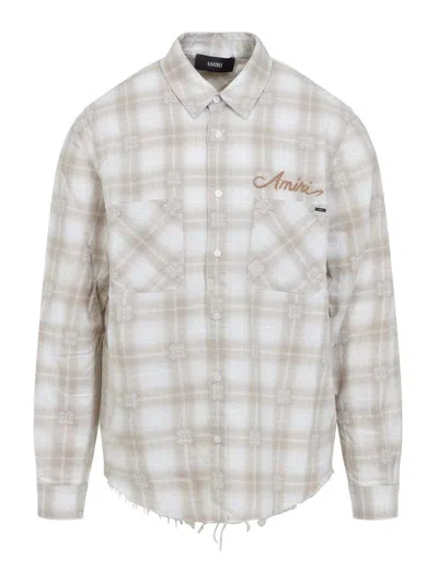 AMIRI BLEACH PATCH FLANNEL BANDANA SHIRT