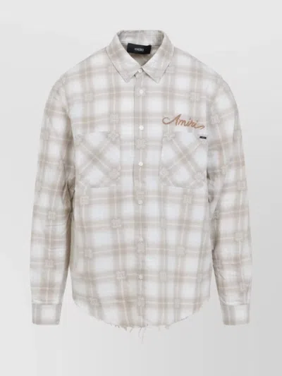 AMIRI BLEACH PATCH FLANNEL BANDANA SHIRT
