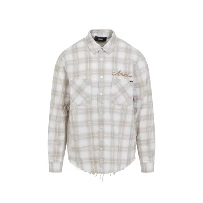 AMIRI AMIRI BLEACH PATCH FLANNEL BANDANA SHIRT