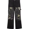 Amiri Bleach Splatter Bandana Carpenter Jeans In Black