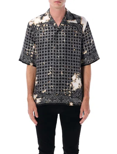 Amiri Bleached Bandana Bowling Shirt In Black