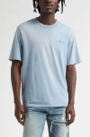 Amiri Bleached Bandana Patch T-shirt In Blue