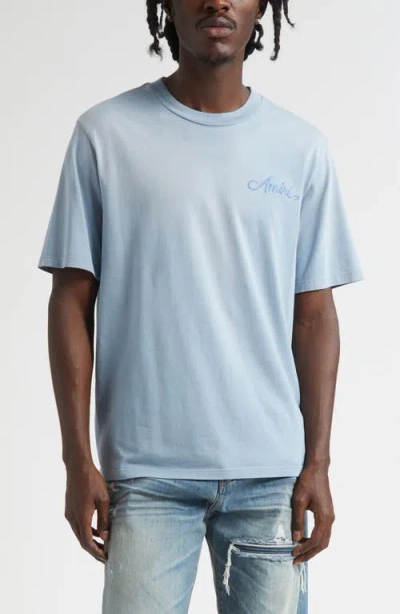 Amiri Bleached Bandana Patch T-shirt In Blue