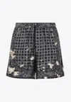 Amiri Men Black Ma Quad Bleach Bandana Shorts In Gray