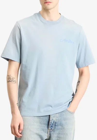 Amiri Bleached Bandana T-shirt In Blue