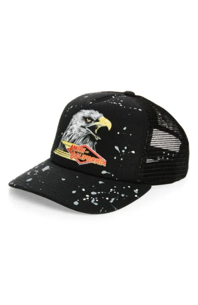 Amiri Bleached Cotton Drill Trucker Hat In Black