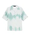 Amiri Geometric Pattern Short Sleeve Satin Top In White