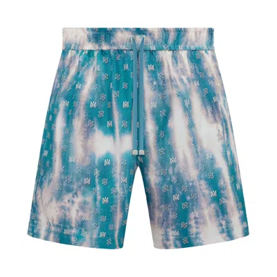 Pre-owned Amiri Bleached Ma Paisley Silk Short 'aqua' | Blue | Men's Size Xl