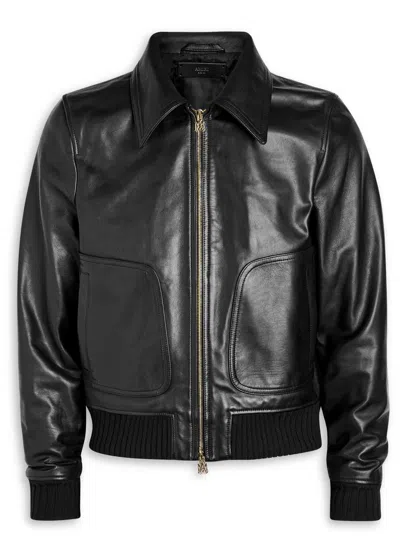 Amiri Blouson Leather Jacket In Black