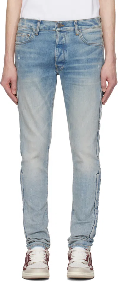 Amiri Blue 3d Bones Skinny Jeans In Clay Indigo