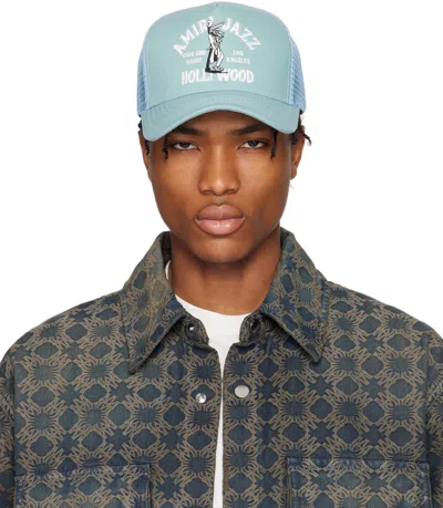Amiri Blue ' Jazz' Wolf Trucker Cap In Dusty Blue