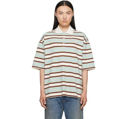 Amiri Blue & Brown Ma Stripe Skate S/s Polo