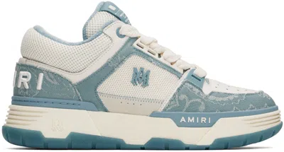 Amiri Blue & Off-white Bandana Denim Ma-1 Sneakers In Dusty Blue