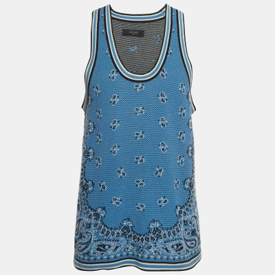 Pre-owned Amiri Blue Bandana Print Knit Sleeveless Tank Top L