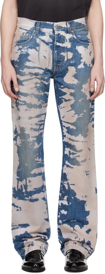 Amiri Blue Bleached Straight Flare Jeans