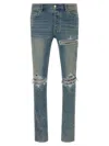 Amiri Distressed Five-pocket Denim Trousers In Blue
