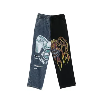 Amiri Spliced Baggy Jeans In Blue