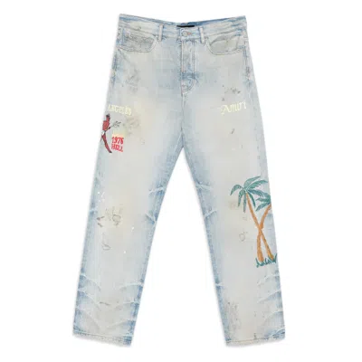 AMIRI AMIRI BLUE DENIM - REGULAR & STRAIGHT-LEG JEANS MEN