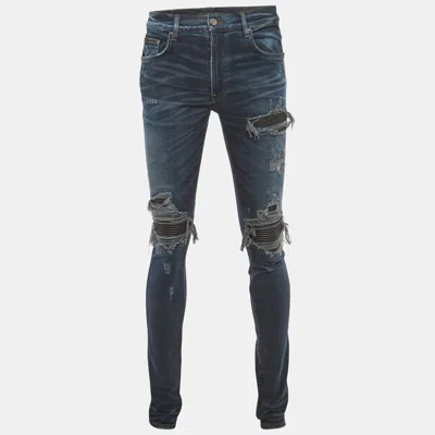 Pre-owned Amiri Blue Denim Distressed Jeans M/waist 30"