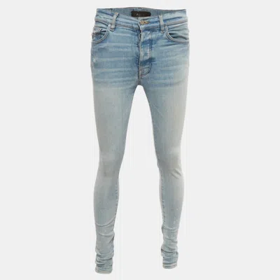 Pre-owned Amiri Blue Denim Distressed Skinny Jeans S/ Waist 31"