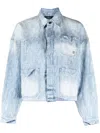 Amiri Logo Jacquard Denim Workwear Jacket In Blue