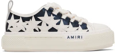 Amiri Blue Denim Stars Court Low Sneakers In White