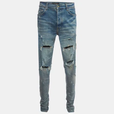 Pre-owned Amiri Blue Distressed Denim Mx1 Skinny Jeans Xxl/waist 36"