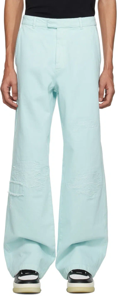 Amiri Blue Distressed Jeans In Blue-cotton Twill