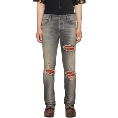 Amiri Blue Flannel Mx1 Jeans In Black