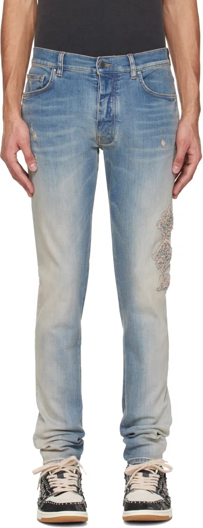 Amiri Blue Ma Quad Applique Skinny Jeans