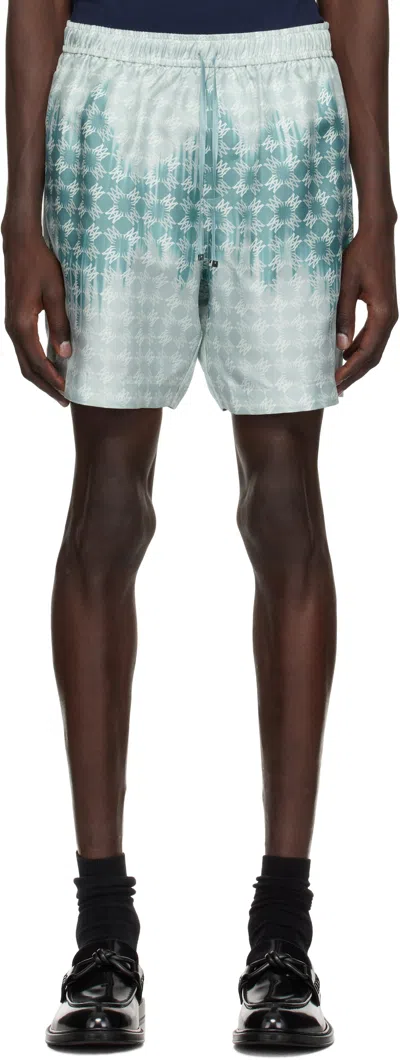 AMIRI BLUE 'MA' QUAD BLEACHED SHORTS