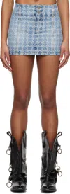 Amiri Blue Ma Quad Jacquard Denim Miniskirt In Stone Indigo