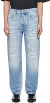 Amiri Ma Quad Straight-leg Distressed Jeans In Surf Indigo