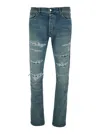 Amiri Light Blue Jeans With Ribbed Details On The Front And Logo Patch On The Rear In Denim Man In Blu