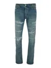 Amiri Light Blue Jeans With Ribbed Details On The Front And Logo Patch On The Rear In Denim Man In Blue
