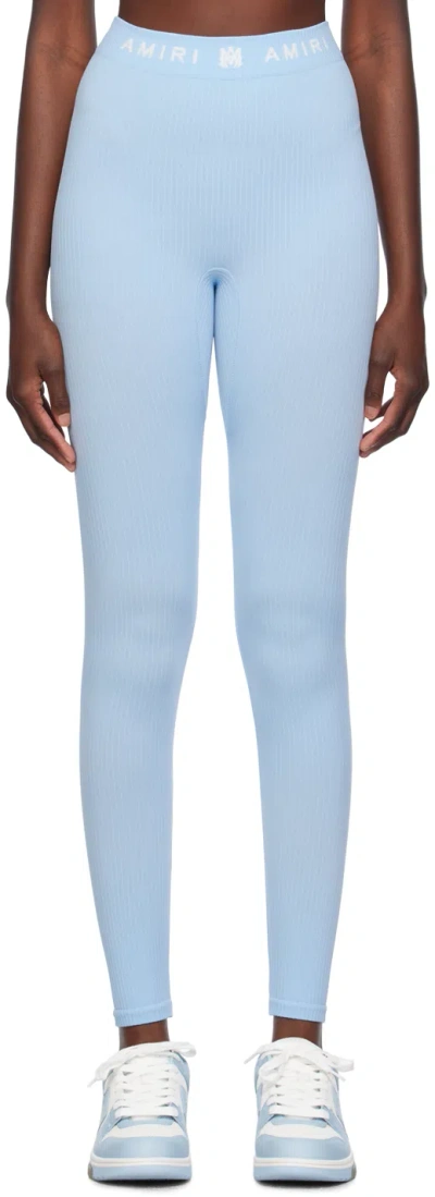 Amiri Blue Ma Ribbed Seamless Leggings In Cerulean