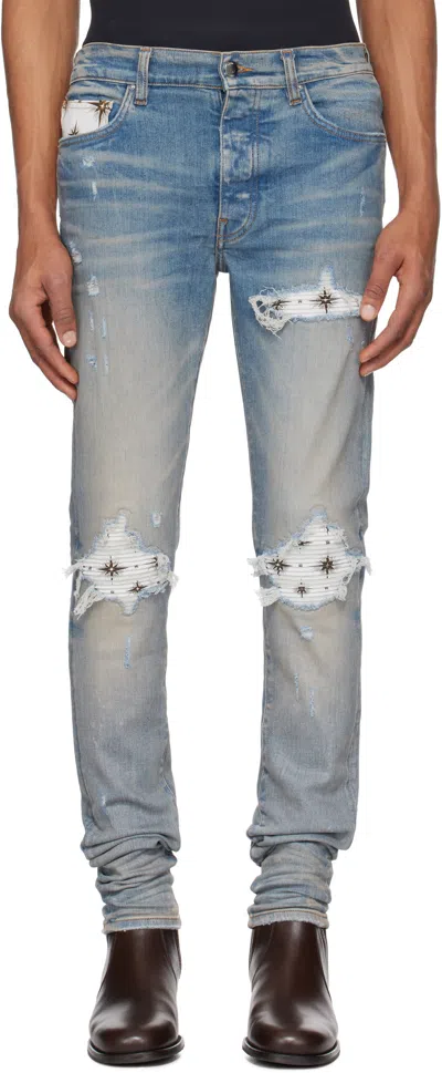 Amiri Blue Micro Stardust Mx1 Jeans In Antique Indigo