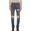 Amiri Distressed Ribbed-panel Jeans In Blue
