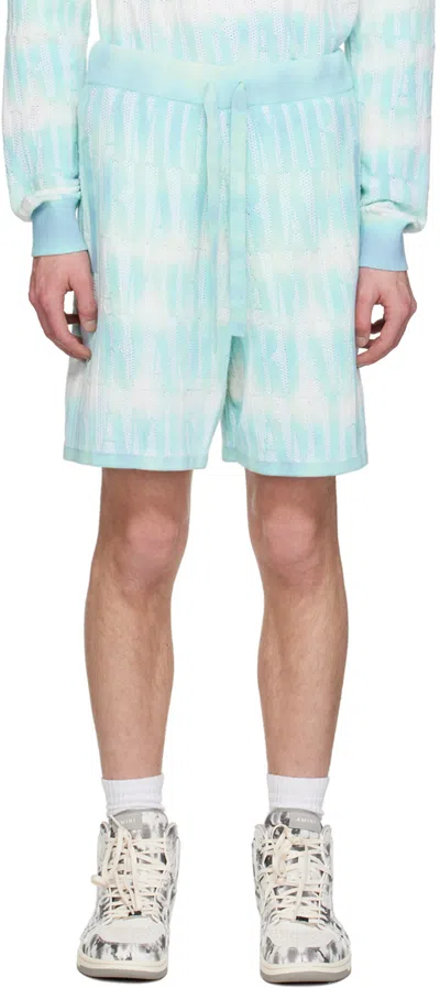 Amiri Blue Repeat Shorts In Blue-cotton Cashmere