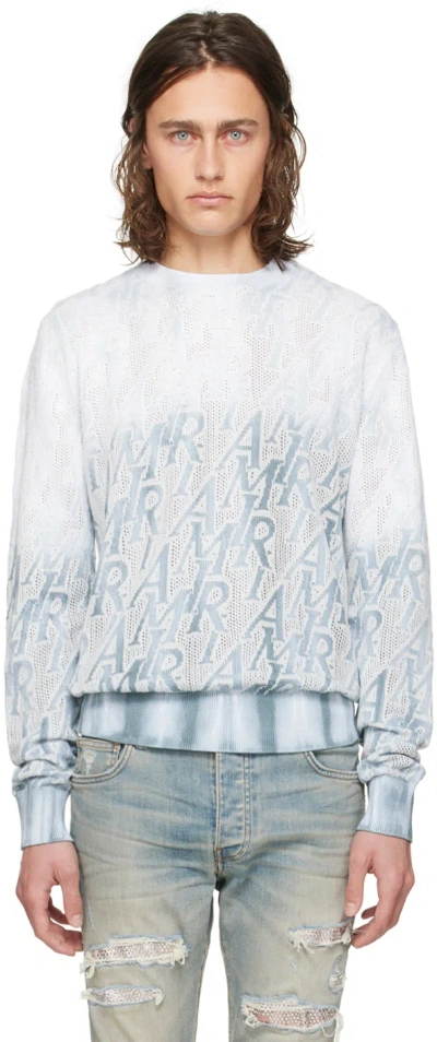 Amiri All-over Logo Sweater In Ashley Blue
