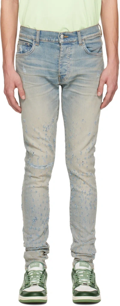 Amiri Blue Shotgun Jeans In Antique Indigo