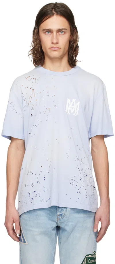 Amiri Blue Shotgun T-shirt In Gray Dawn