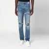 Amiri Mens Dark Indigo Mx1 Distressed Slim-leg Stretch-denim Jeans